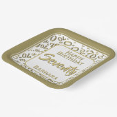 70. Party Random Number Pattern Gold/Weiß Pappteller (Gewinkelt)