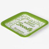 70. Party Random Number Pattern Grün/Weiß Pappteller (Gewinkelt)