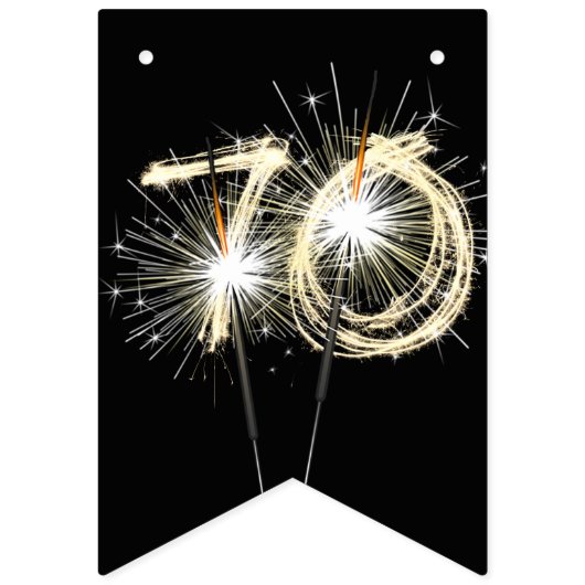 70. Party Sparkler auf schwarz Wimpelkette (Zweite Fahne)