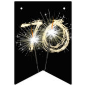 70. Party Sparkler auf schwarz Wimpelkette (Erste Fahne)