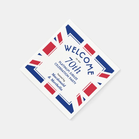 70. Platinum Celebration UNION JACK Paper Serviette (Ecke)