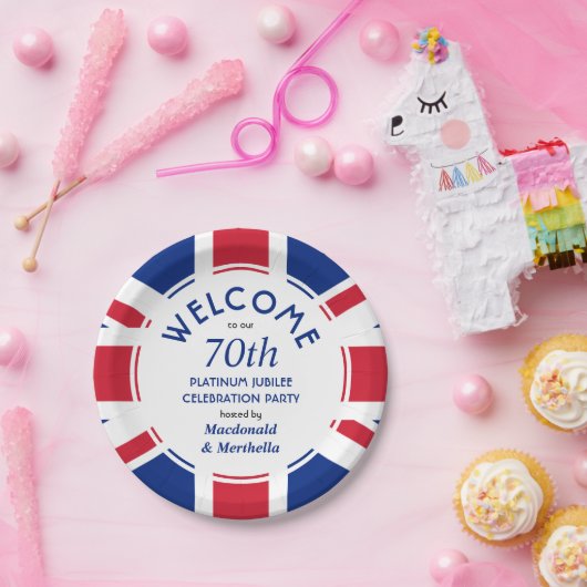 70. Platinum Celebration UNION JACK Pappteller (Party)