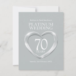 70. Platinum Hochzeitstag Herzkarte RSVP Karte