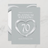70. Platinum Hochzeitstag Herzkarte RSVP Karte (Vorne/Hinten)
