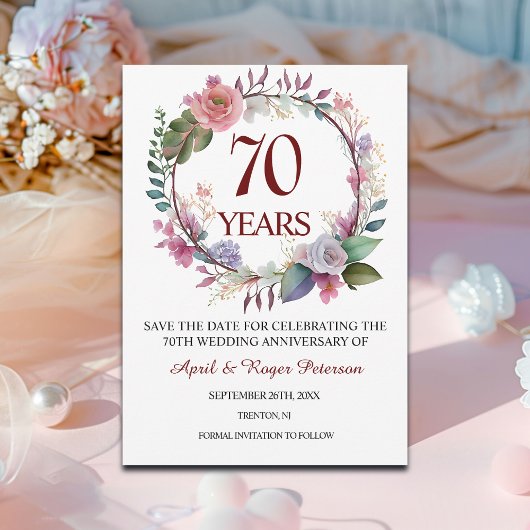 70. Platinum Hochzeitstag Save The Date
