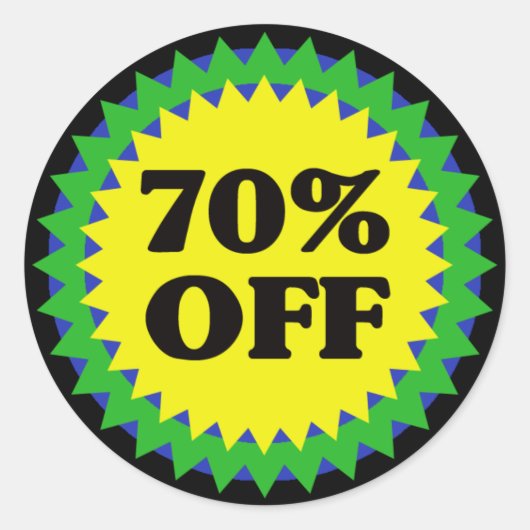 70% Rabatt auf den Einzelhandelskaufkleber Runder Aufkleber (Vorderseite)