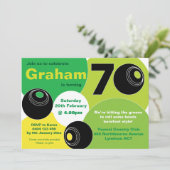 70. Rasen Bowls Barefoot Bowling Birthday Einladung (Stehend Vorderseite)