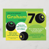 70. Rasen Bowls Barefoot Bowling Birthday Einladung (Vorne/Hinten)
