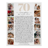 70 Reasons We Love You Birthday Keepsake Gift Poster (Vorderseite)