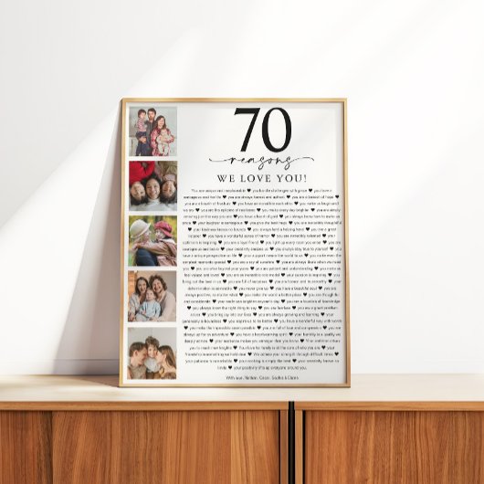 70 Reasons We Love You Birthday or Anniversary Poster
