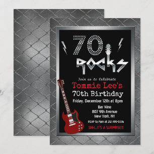 70 Rocks Rockstar Gitarre 70. Geburtstagseinladung Einladung