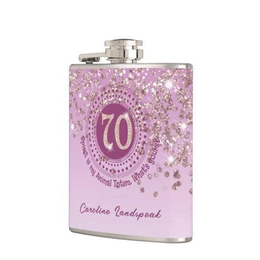 70 Rose Gold Glitzer & Drinks Angebot Flachmann (Links)