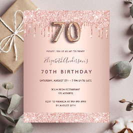 70. Rose Gold Glitzer Erröten Einladung Postkarte