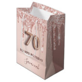 70. Rose Gold Rosa Tropfen Mittlere Geschenktüte (Vorderseite Schrägansicht)