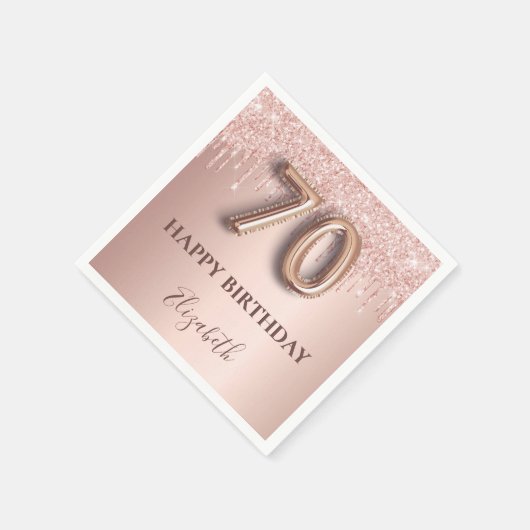 70. Rose Gold Rosa Tropfen Serviette (Ecke)