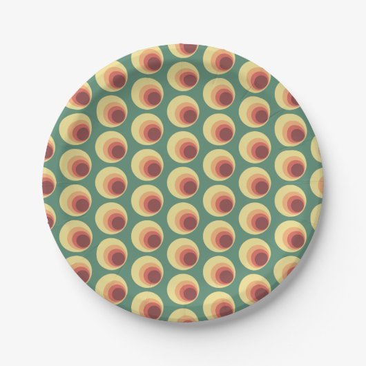 70’s Retro Inspirred Circle Pattern Pappteller (Vorderseite)
