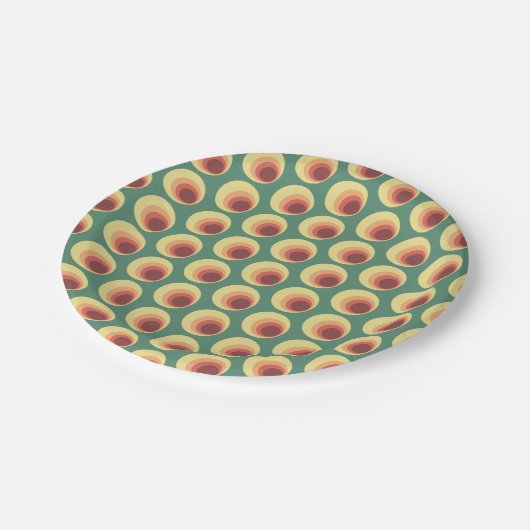 70’s Retro Inspirred Circle Pattern Pappteller (Schrägansicht)