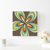 70’s retro spring hippie flower power quadratische wanduhr (Zuhause)