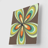 70’s retro spring hippie flower power quadratische wanduhr (Winkel)
