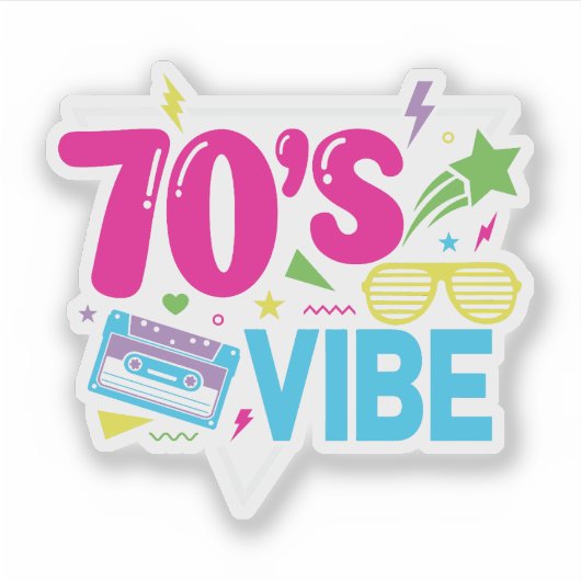 70’s Vibe Retro Neon Style Aufkleber (Vorderseite)