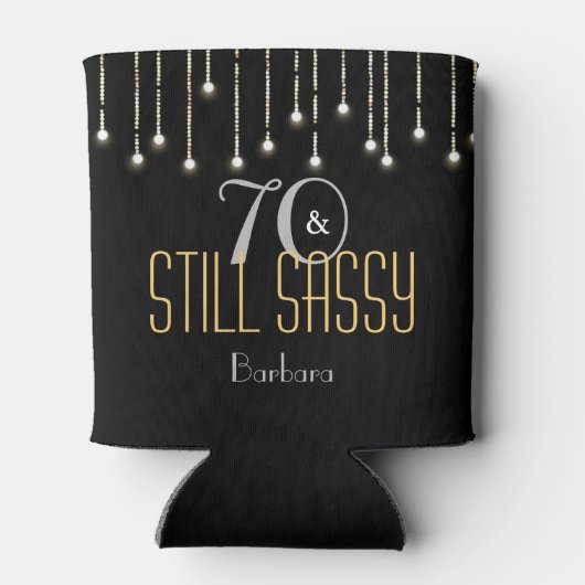 70 Sassy Black Silver Gold String Lichter Geburtst Dosenkühler (Rückseite)