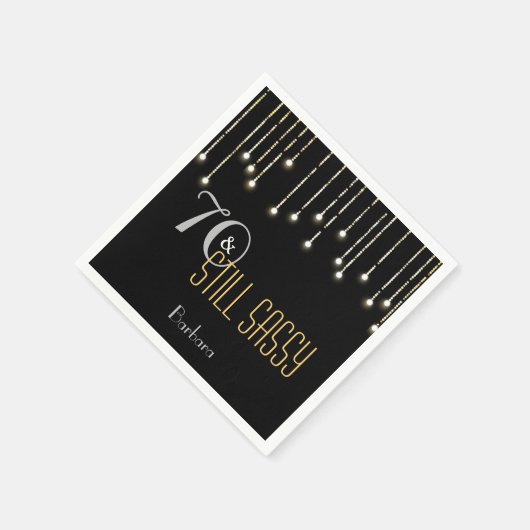 70 Sassy Black Silver Gold String Lichter Geburtst Serviette (Ecke)