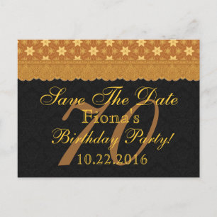 70. Save the Date Geburtstag Gold Black Lace Ankündigungspostkarte