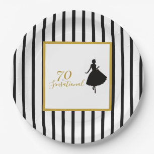 70 & Sensationelle schwarze und goldene Geburtstag Pappteller