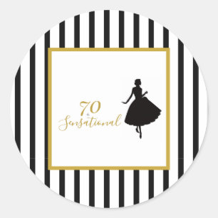 70 & Sensationelle schwarze und goldene Geburtstag Runder Aufkleber