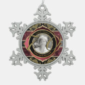 70. Seventieth Gold Ruby Diamonds Foto Frame Schneeflocken Zinn-Ornament (Vorderseite)