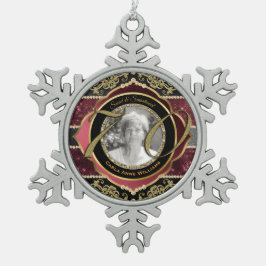 70. Seventieth Gold Ruby Diamonds Foto Frame Schneeflocken Zinn-Ornament