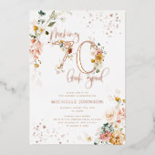 70 sieht gut aus als Rose Folieneinladung (Vorderseite)