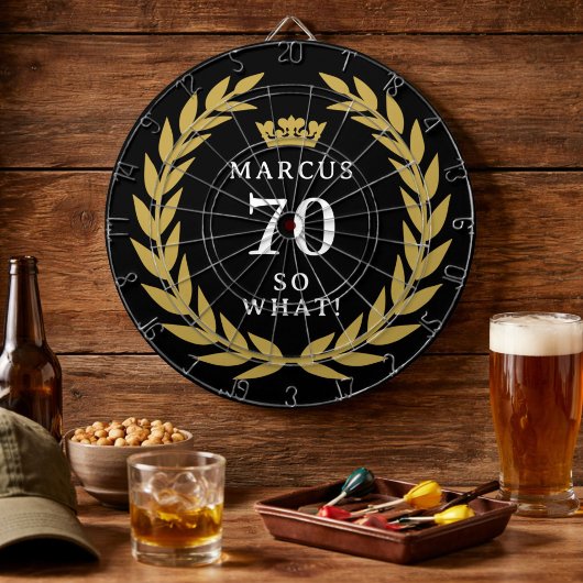 70 So, was Funny Laurel Wreath Crown 70. Geburtsta Dartscheibe