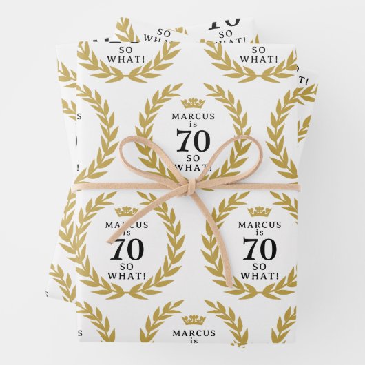 70 So, was Funny Laurel Wreath Crown 70. Geburtsta Geschenkpapier Set (Beispiel)