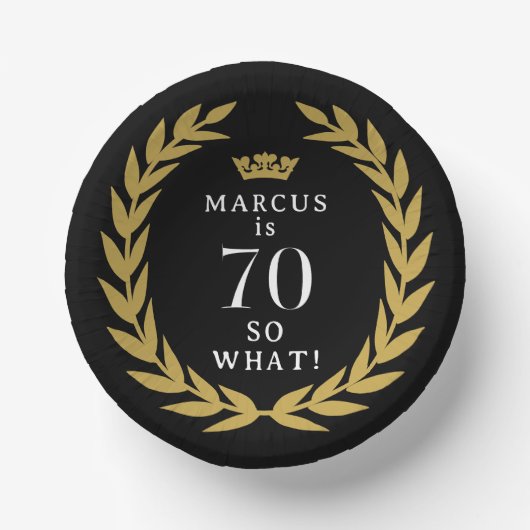 70 So, was Funny Laurel Wreath Crown 70. Geburtsta Pappteller (Vorderseite)