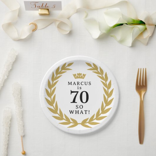 70 So, was Funny Laurel Wreath Crown 70. Geburtsta Pappteller (Hochzeit)
