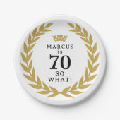 70 So, was Funny Laurel Wreath Crown 70. Geburtsta Pappteller (Vorderseite)