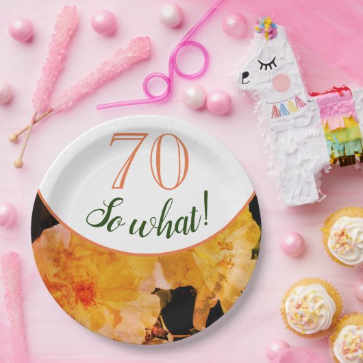 70 So, was gelbe Rose Blumenfreude am 70. Geburtst Pappteller (Party)