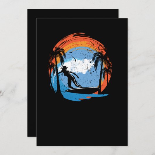70.Surfing Surfer Girl Surfbrett Sunse Sunse Save The Date (Vorne/Hinten)