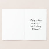 70 th Birthday: Elegant, Ornate Script; Custom Nam Folienkarte (Innenseite)