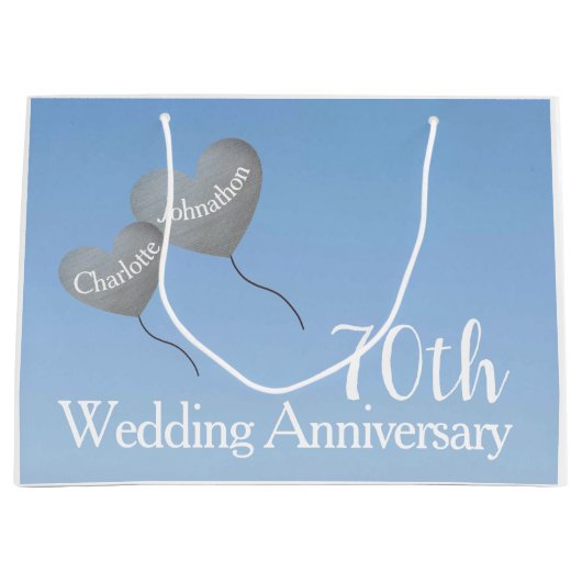 70 th platinum wedding anniversary heart balls große geschenktüte (Vorderseite)