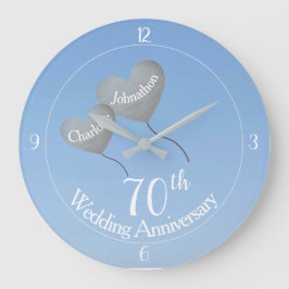 70 th platinum wedding anniversary heart balls große wanduhr