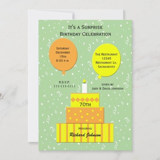 70. Überraschung Birthday Party Einladung (Vorderseite)