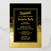 70. Überraschung Geburtstag Foto auf Back Black & Folieneinladung (Vorderseite)