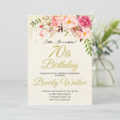 70. Überraschung Geburtstag Frauen Geburtstag Einladung (Stehend Vorderseite)