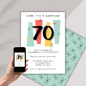 70. Überraschung Geburtstag Retro Mitteljahrhunder Einladung