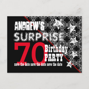70. Überraschung Geburtstag Save the Date Diagonal Ankündigungspostkarte