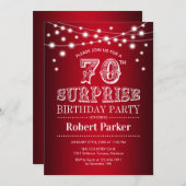 70. Überraschung Geburtstag - Schwarz-Weiß Einladung (Vorne/Hinten)