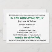 70. ÜBERRASCHUNG Geburtstagsparty Einladung - GRÜN (Rückseite)