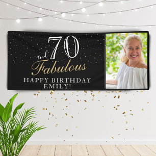 70 und Fabelhaft Elegant Schwarz 70. Geburtstagsfo Banner